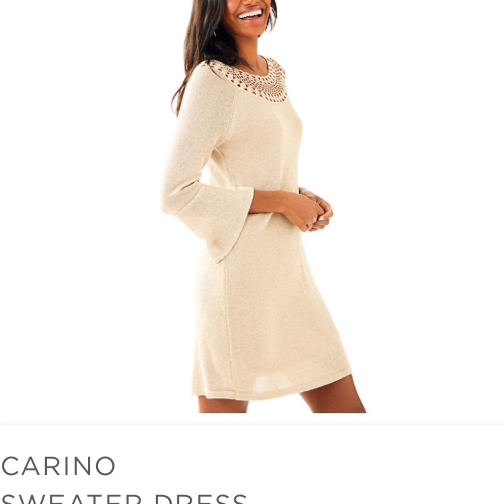 Lilly Pulitzer Carino Gold Metallic Sweater Dress